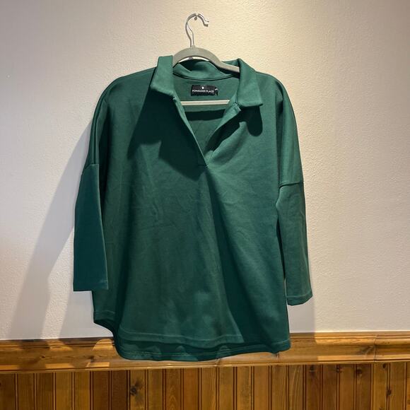Pomander Place Tuckernuck Easy Polo Jaquar Green Sz XS/S Preppy Casual - Picture 1 of 5